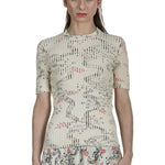 Paco Rabanne Damen gerippter Pullover mit Print mehrfarbig