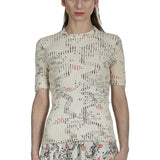 Paco Rabanne Damen gerippter Pullover mit Print mehrfarbig