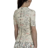 Paco Rabanne Damen gerippter Pullover mit Print mehrfarbig