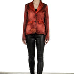 AVANT TOI Damen Blazer Seide mit Blumenstickerei rot