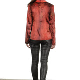 AVANT TOI Damen Blazer Seide mit Blumenstickerei rot