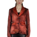 AVANT TOI Damen Blazer Seide mit Blumenstickerei rot