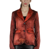 AVANT TOI Damen Blazer Seide mit Blumenstickerei rot