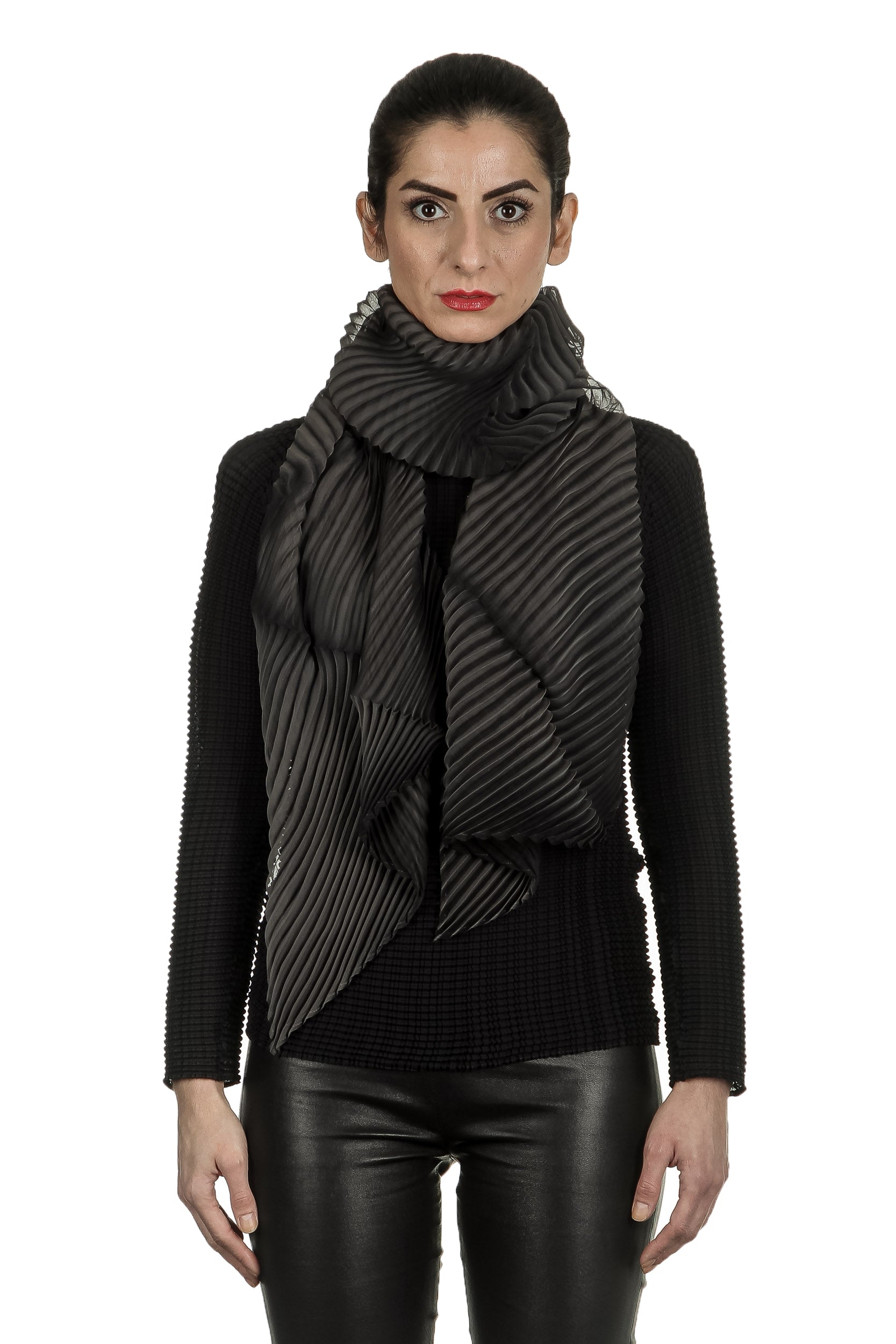 ISSEY MIYAKE PLEATS PLEASE Schal mit Shibori-Print schwarz grau