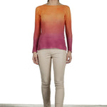 F Cashmere Pullover mit Farbverlauf orange pink
