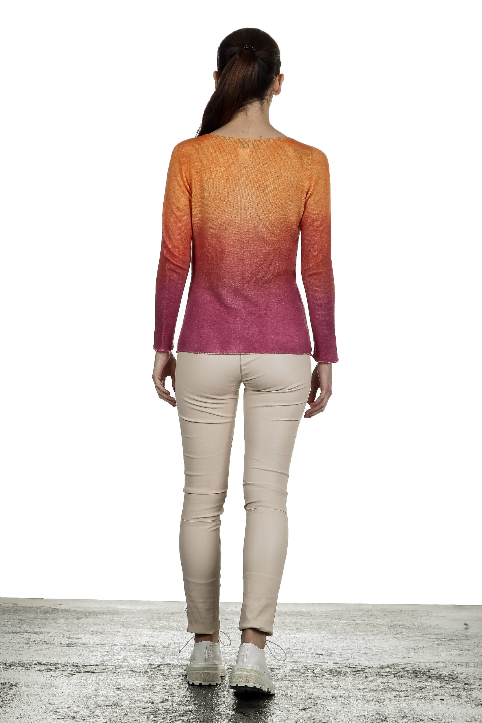 F Cashmere Pullover mit Farbverlauf orange pink