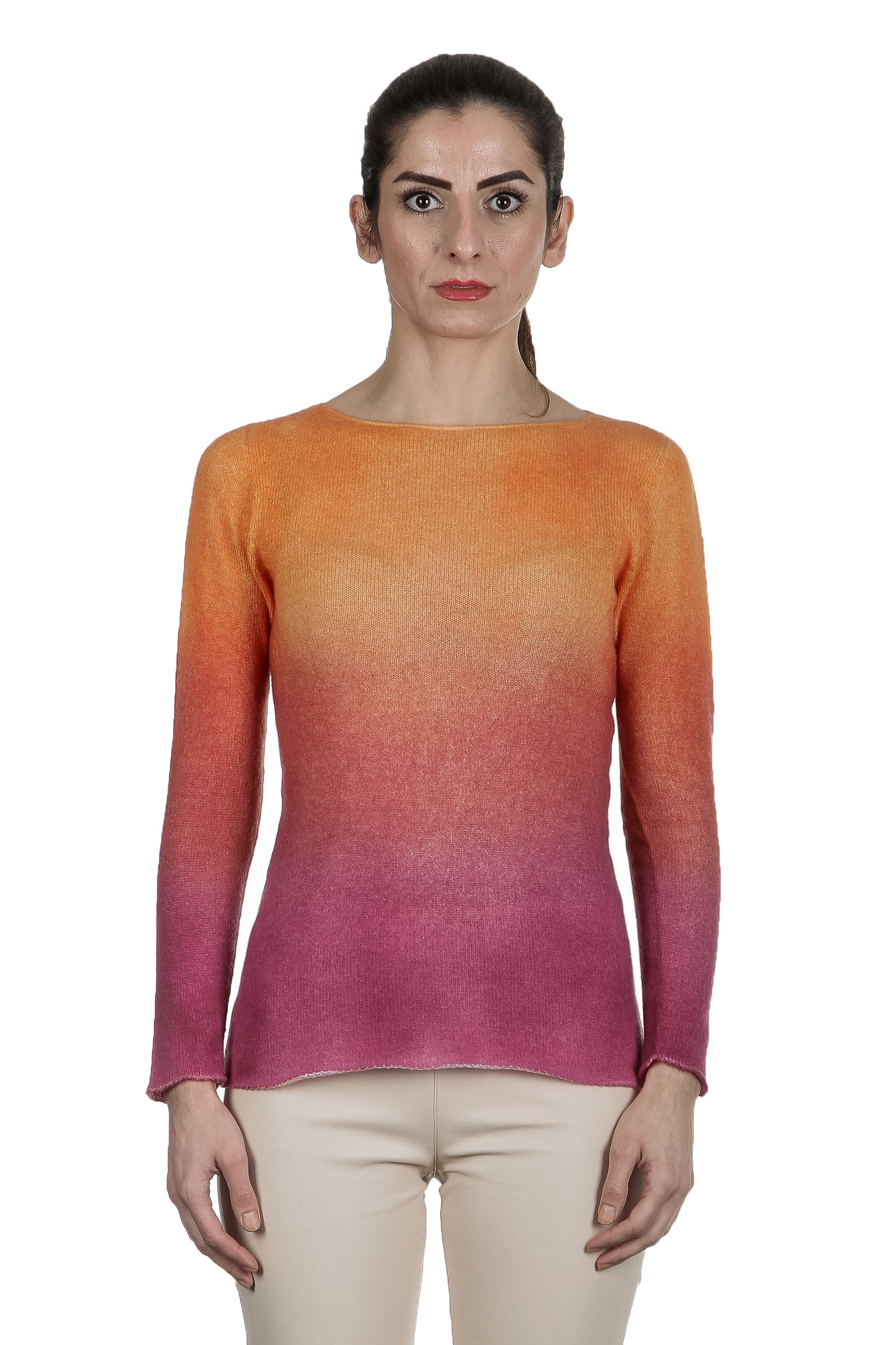 F Cashmere Pullover mit Farbverlauf orange pink