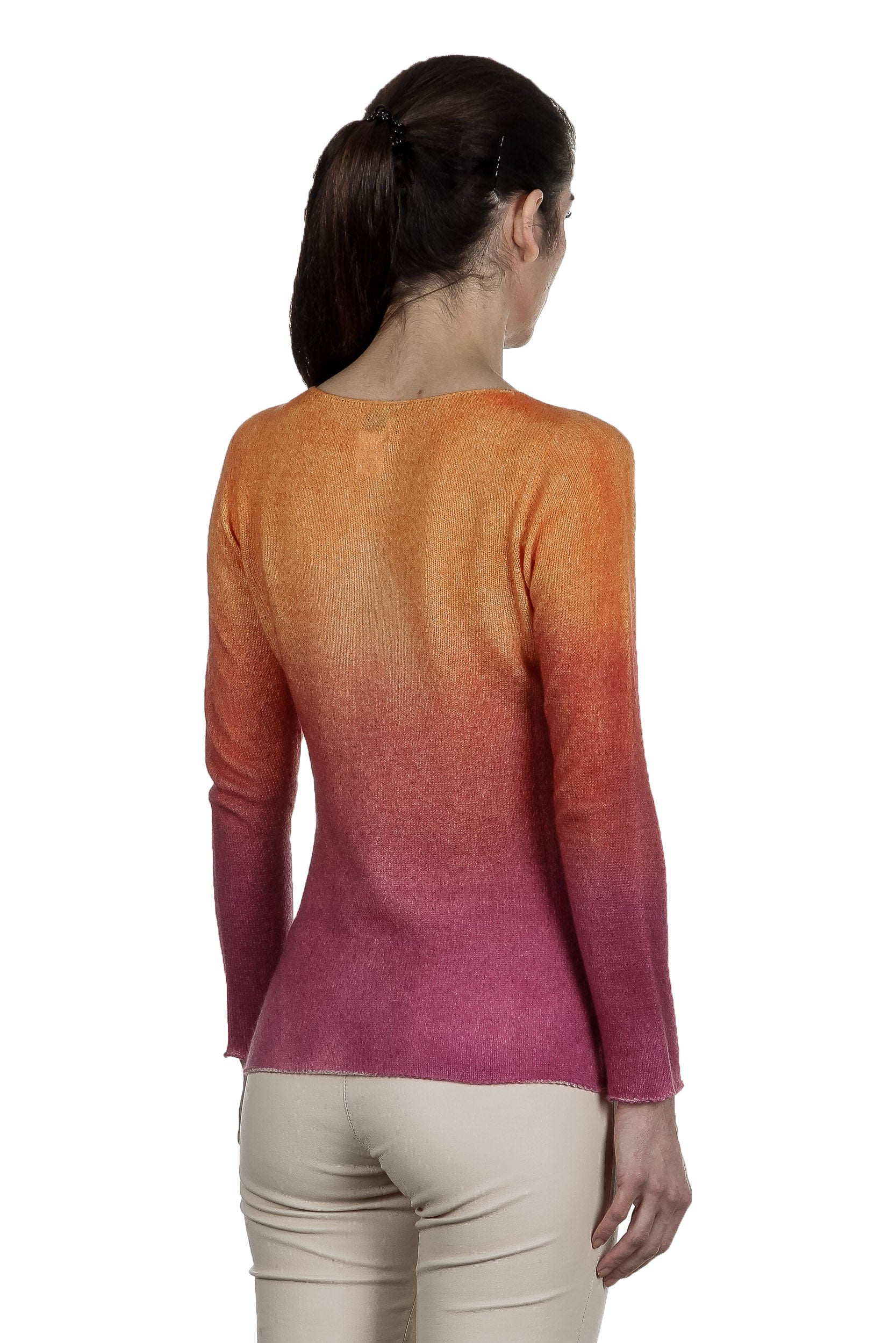 F Cashmere Pullover mit Farbverlauf orange pink