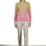 F Cashmere Pullover mit Farbverlauf gelb pink