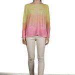 F Cashmere Oversized Pullover mit Farbverlauf gelb rose