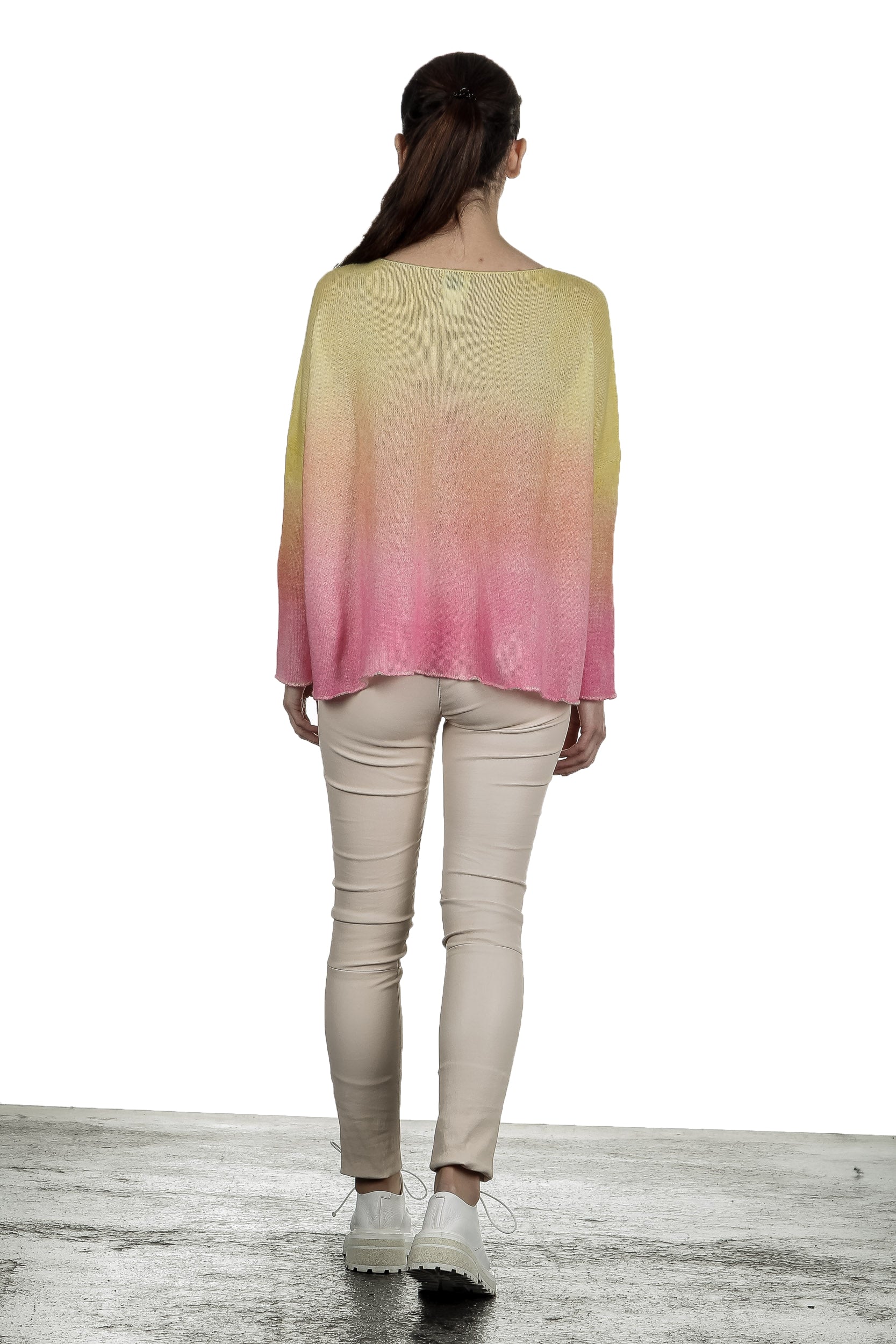 F Cashmere Oversized Pullover mit Farbverlauf gelb rose