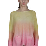 F Cashmere Oversized Pullover mit Farbverlauf gelb rose