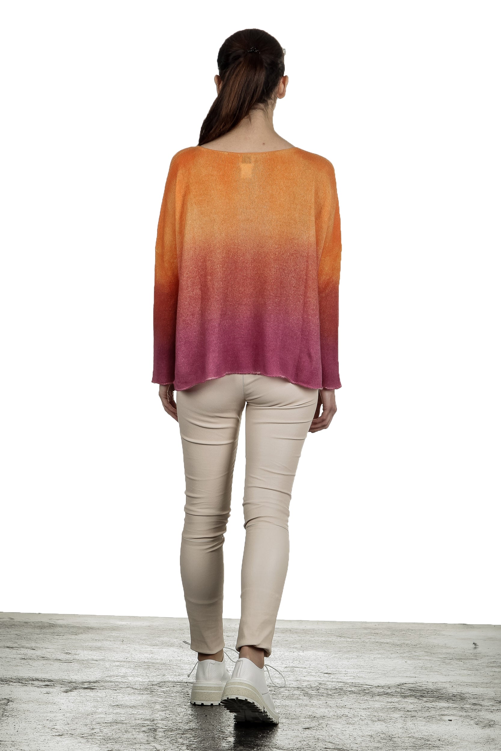 F Cashmere Oversized Pullover mit Farbverlauf orange pink