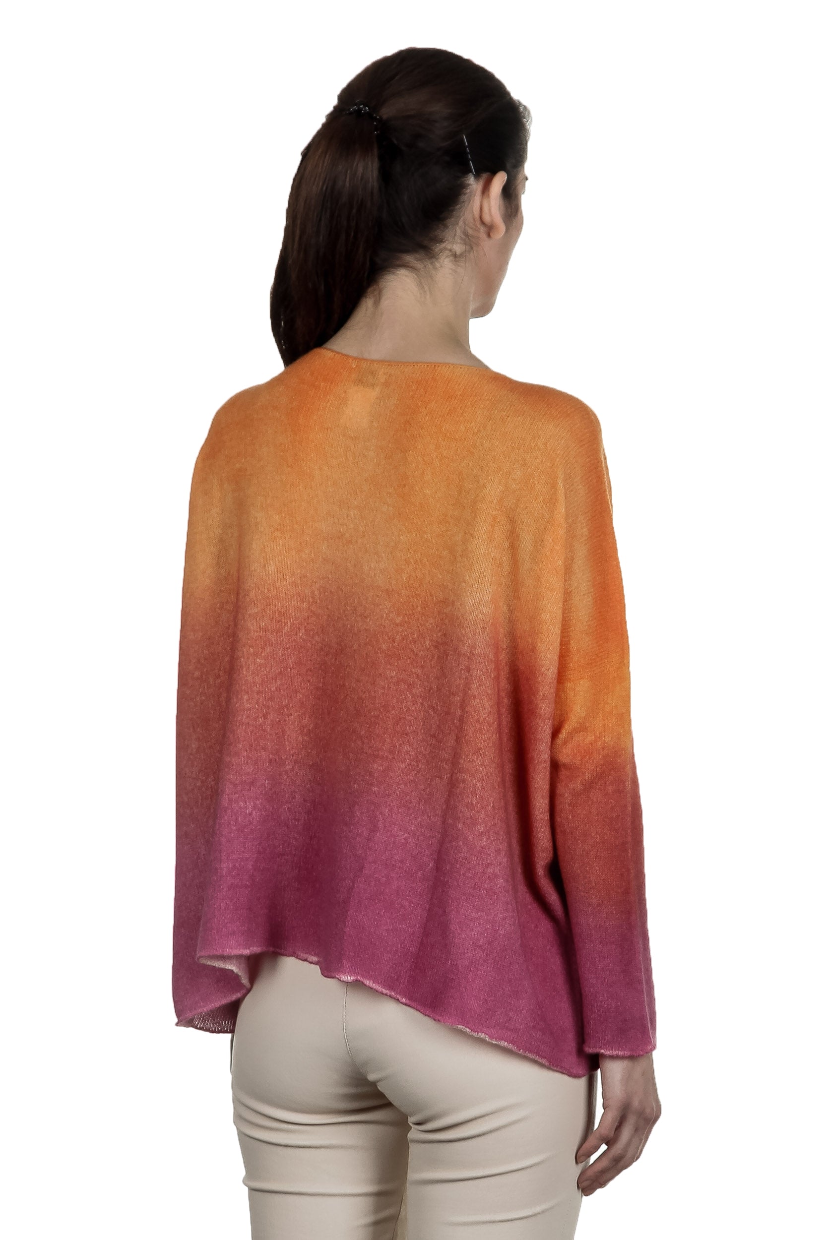 F Cashmere Oversized Pullover mit Farbverlauf orange pink