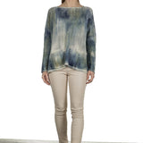 F Cashmere Damen Oversized Pullover blau multicolor