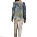 F Cashmere Damen Oversized Pullover blau multicolor
