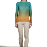 F Cashmere Damen Pullover mit Farbverlauf türkis orange 