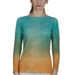 F Cashmere Damen Pullover mit Farbverlauf türkis orange 
