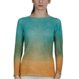 F Cashmere Damen Pullover mit Farbverlauf türkis orange 