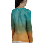 F Cashmere Damen Pullover mit Farbverlauf türkis orange 