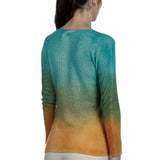 F Cashmere Damen Pullover mit Farbverlauf türkis orange 