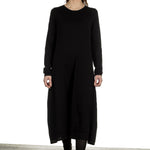 Yukai Damen Strickkleid in A-Linie schwarz