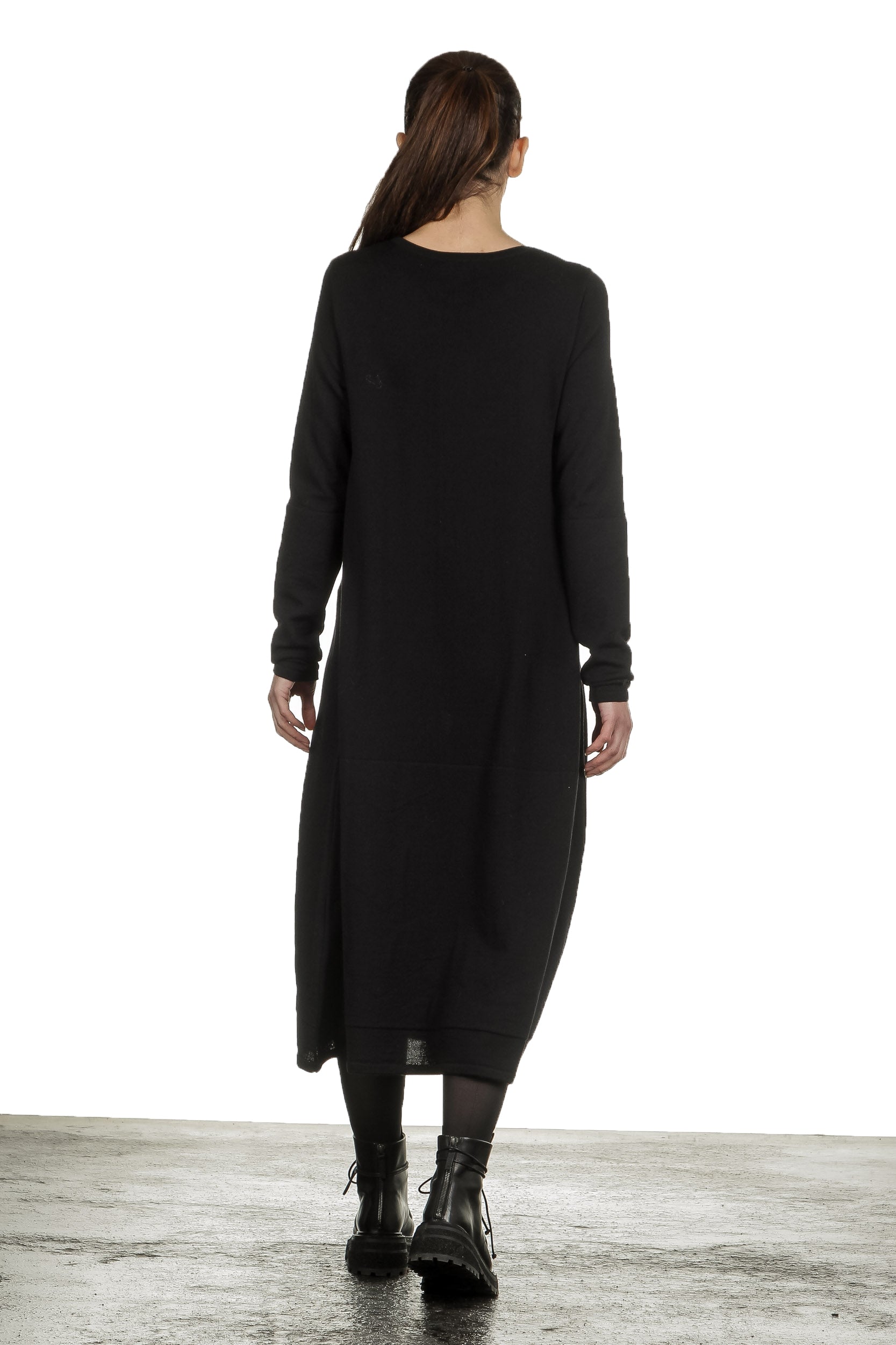 Yukai Damen Strickkleid in A-Linie schwarz