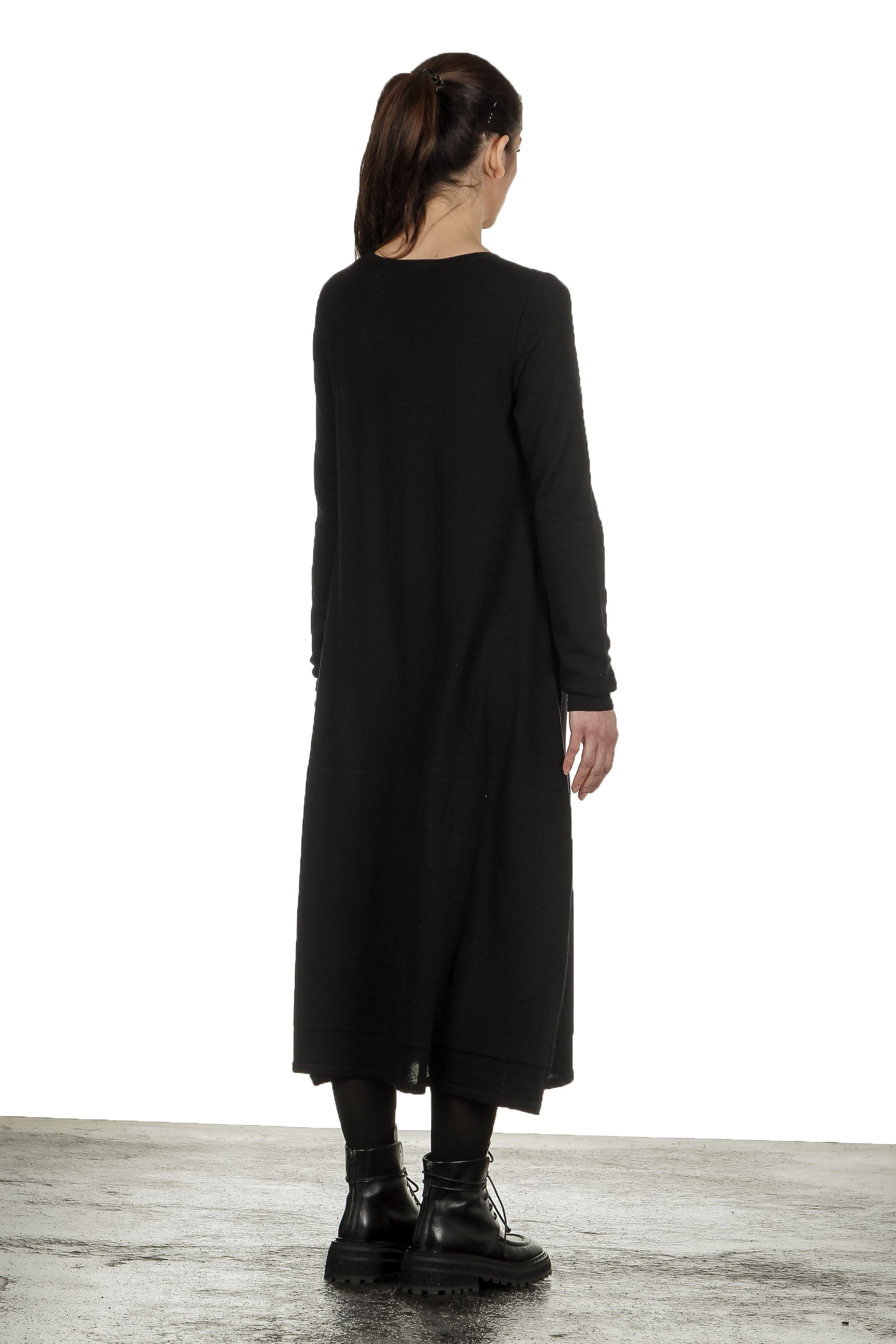 Yukai Damen Strickkleid in A-Linie schwarz