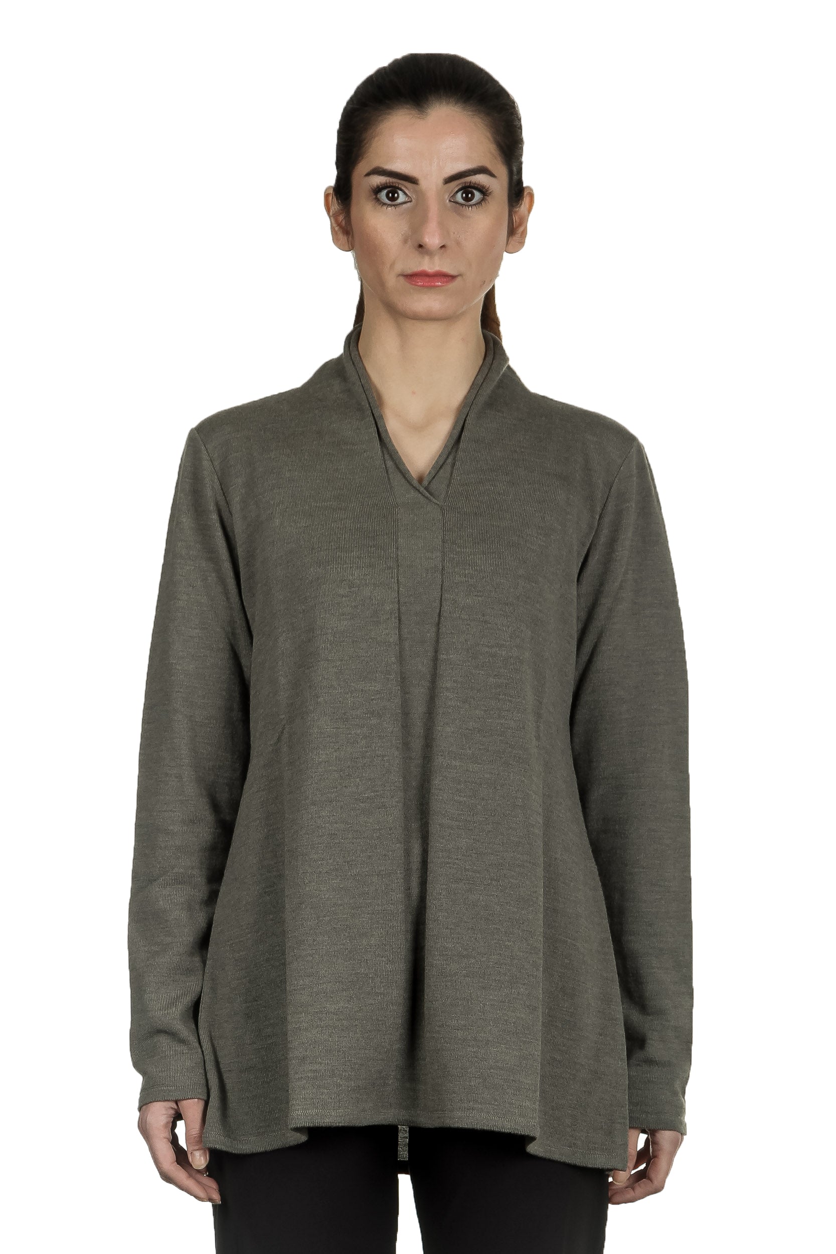 Yukai Damen Pullover A-Linie olive