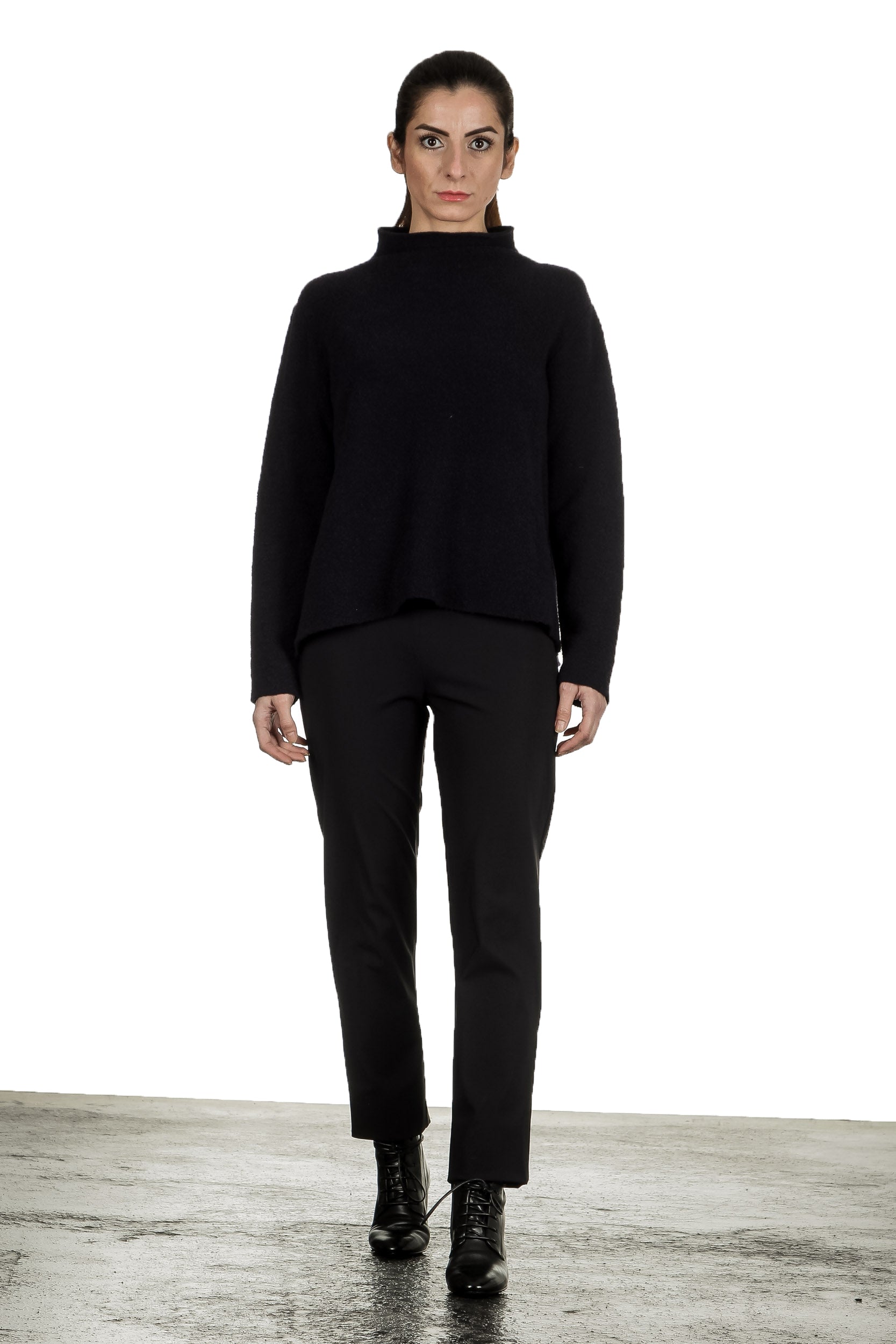 Yukai Damen Pullover mit Stehkragen dunkelblau
