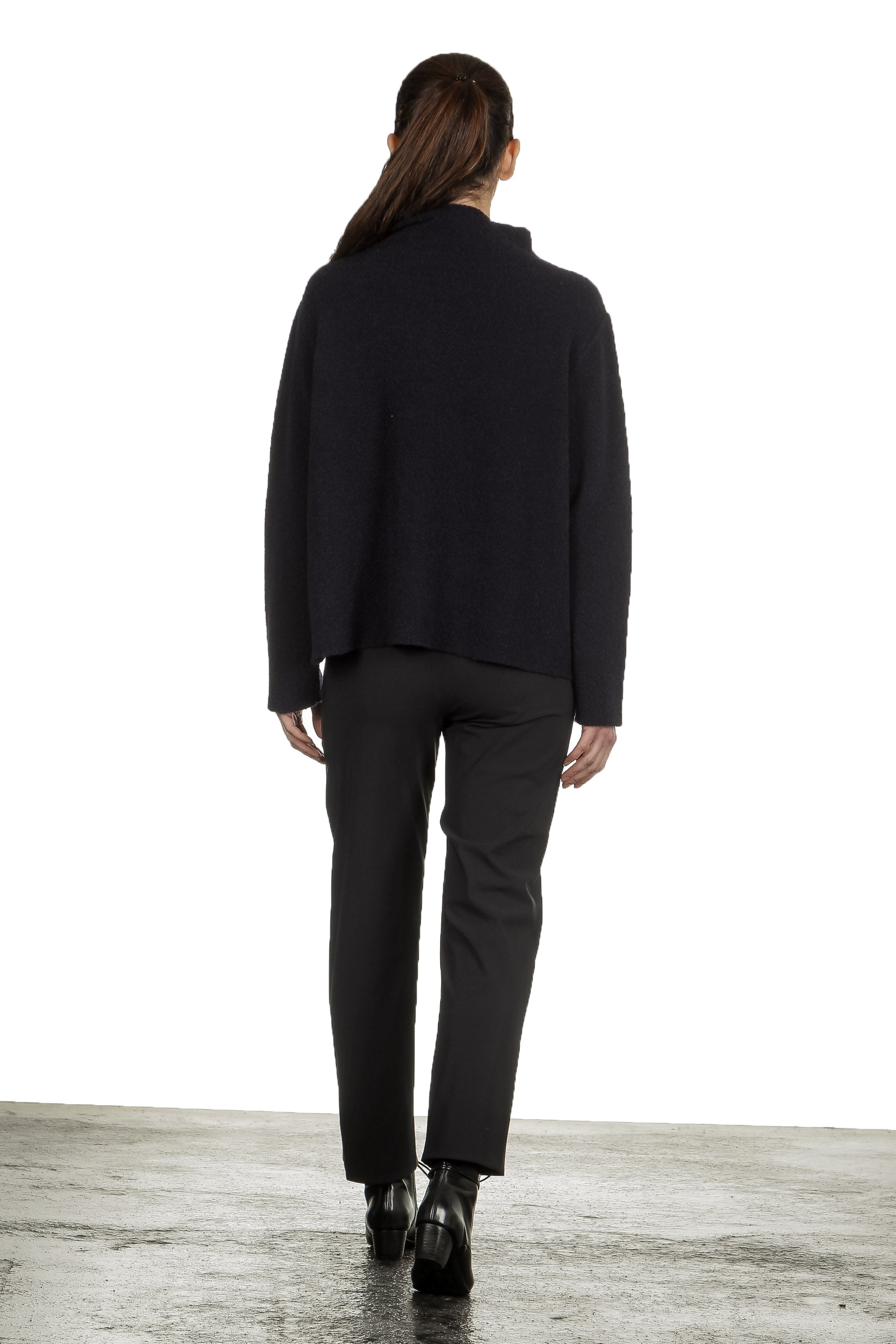 Yukai Damen Pullover mit Stehkragen dunkelblau