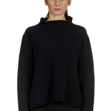 Yukai Damen Pullover mit Stehkragen dunkelblau