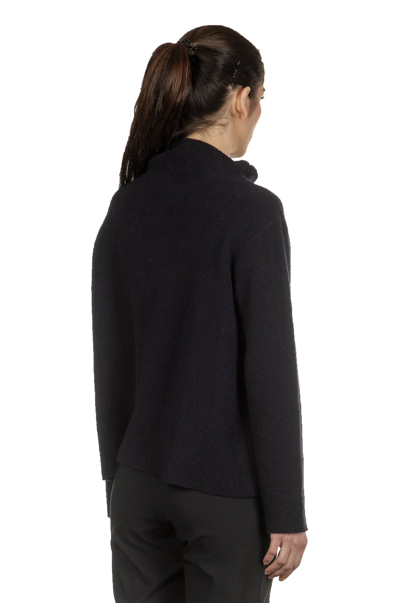 Yukai Damen Pullover mit Stehkragen dunkelblau