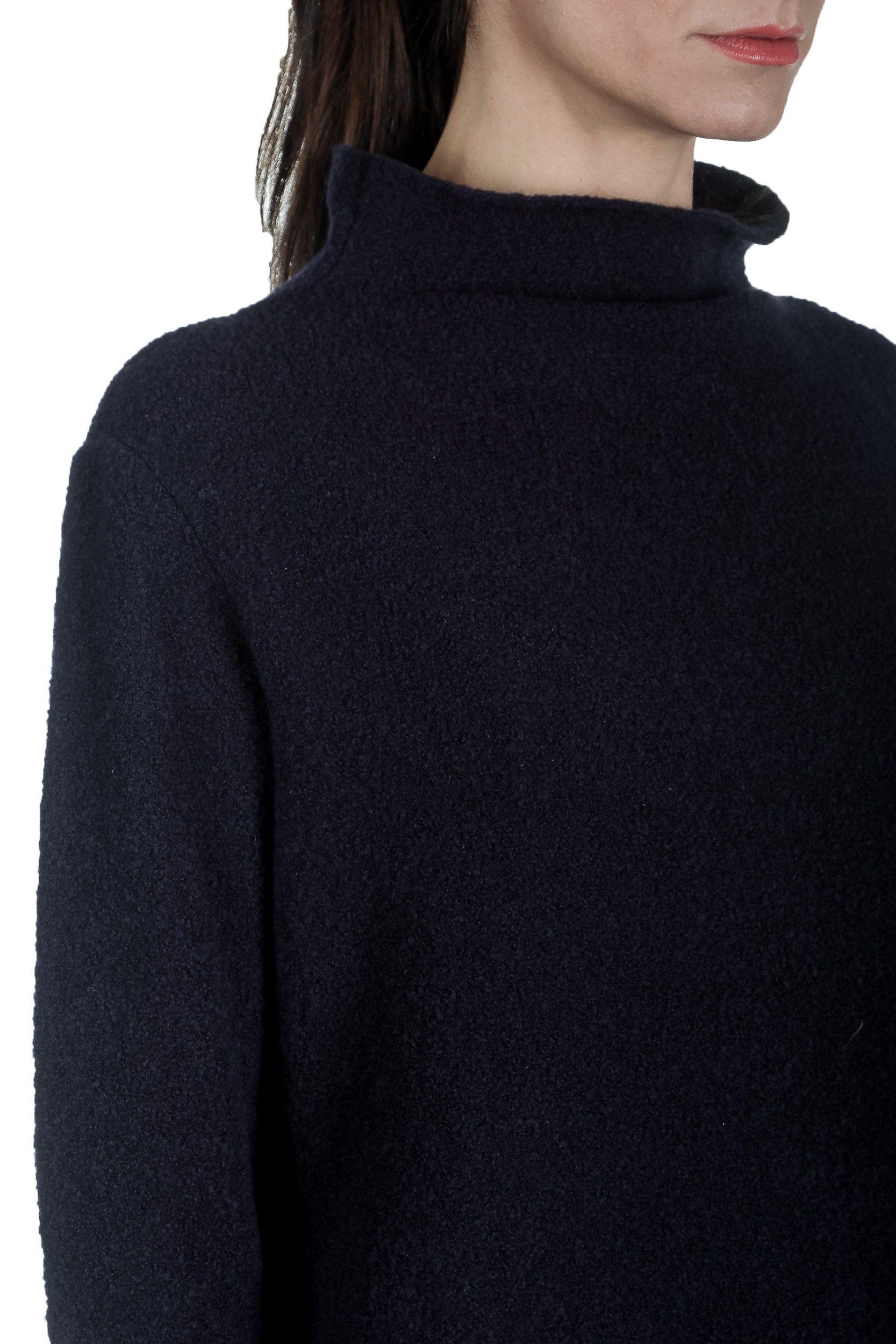 Yukai Damen Pullover mit Stehkragen dunkelblau