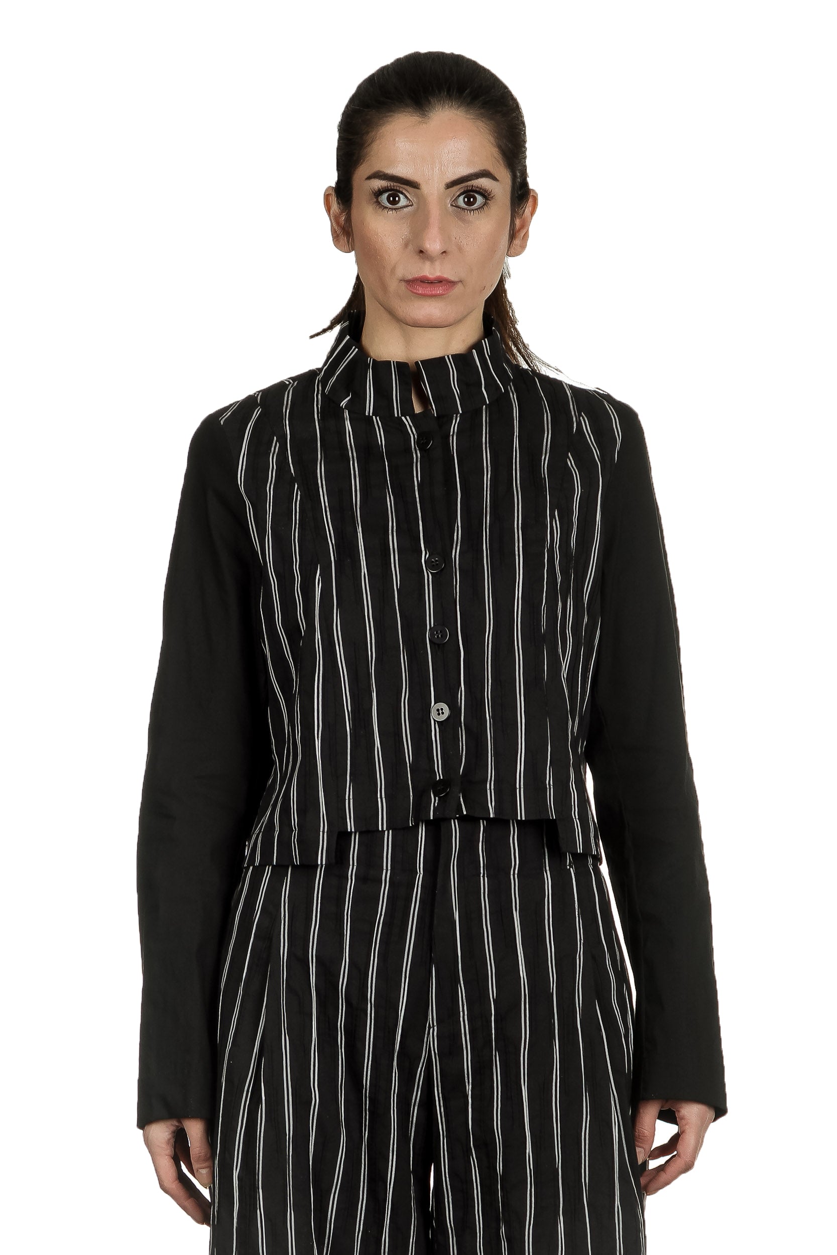 Yukai Damen Kurzjacke mit Streifen schwarz