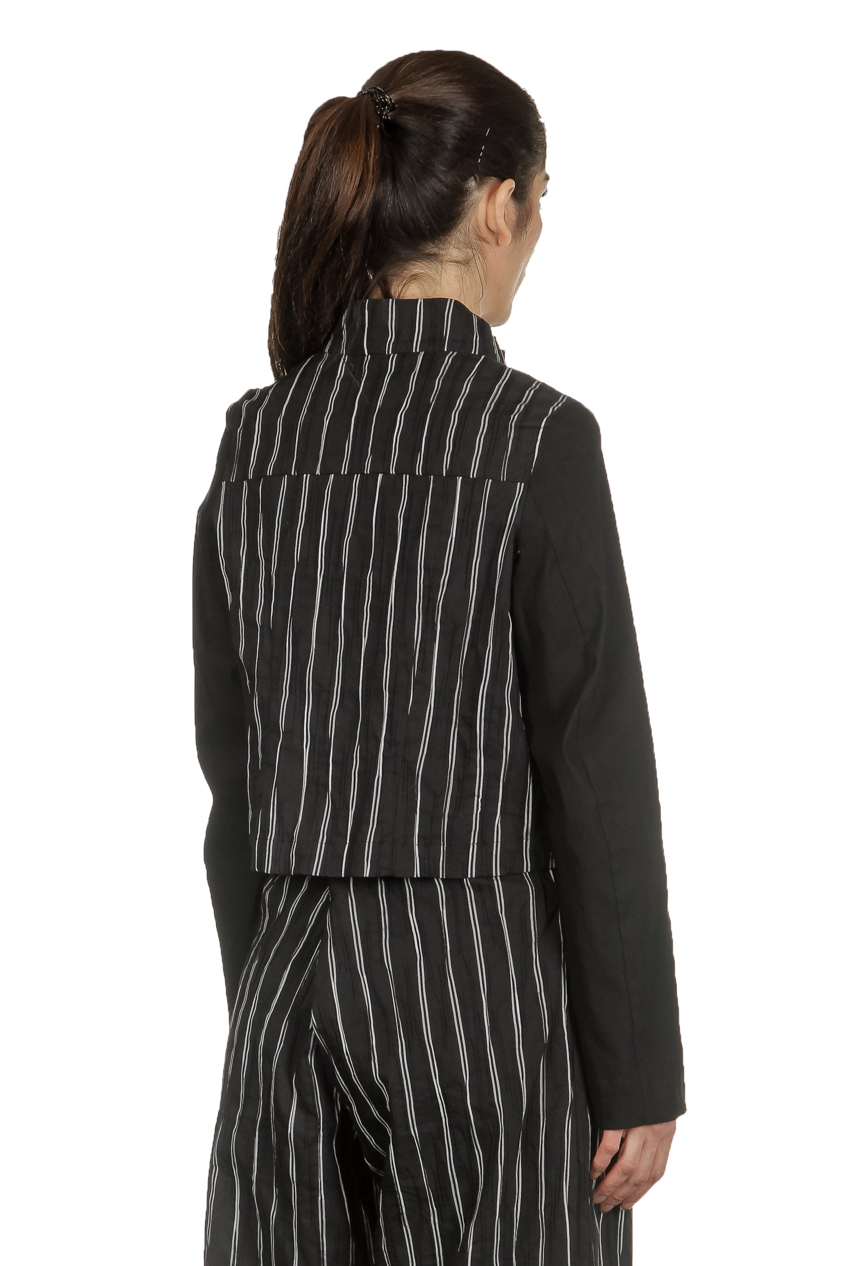 Yukai Damen Kurzjacke mit Streifen schwarz