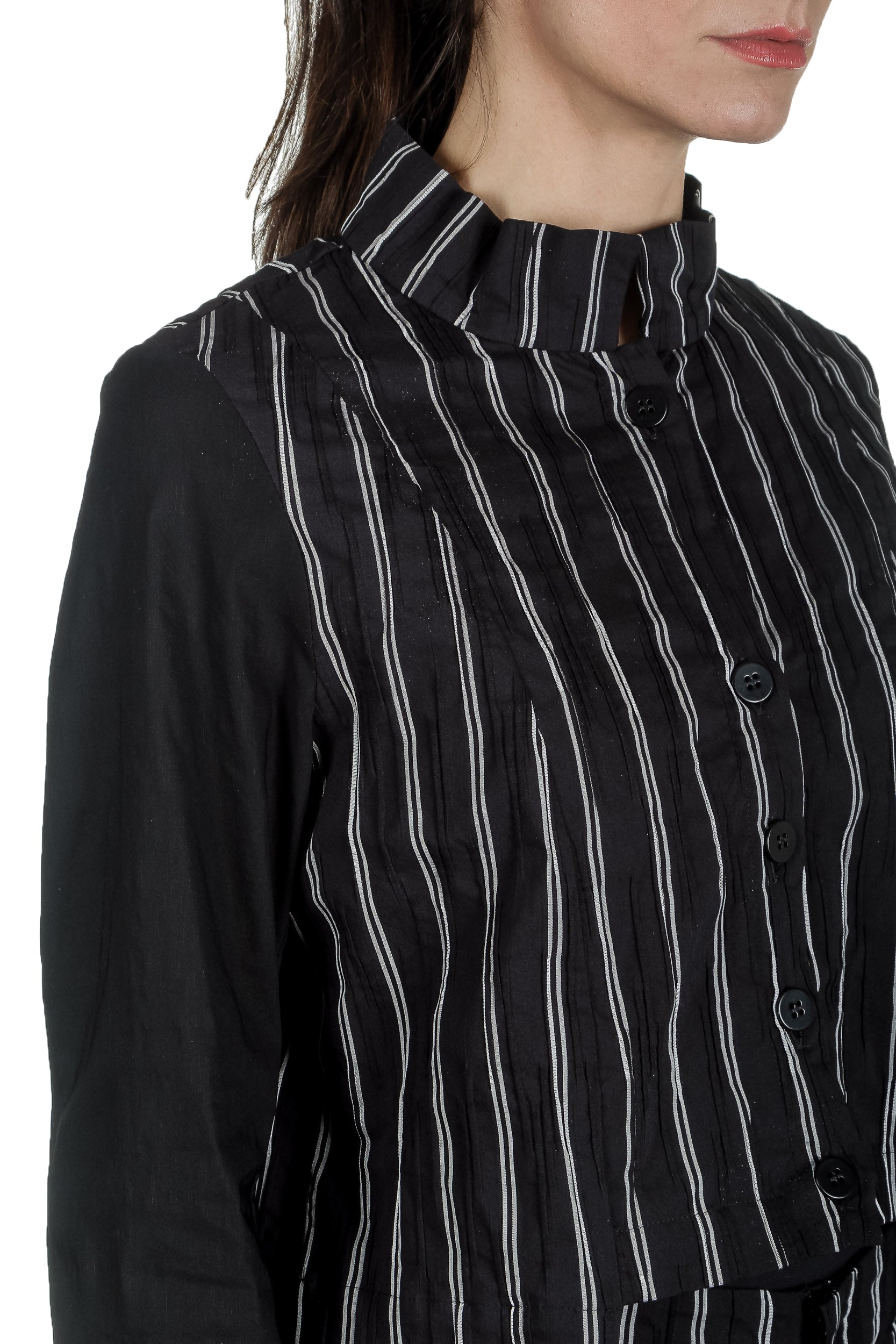 Yukai Damen Kurzjacke mit Streifen schwarz