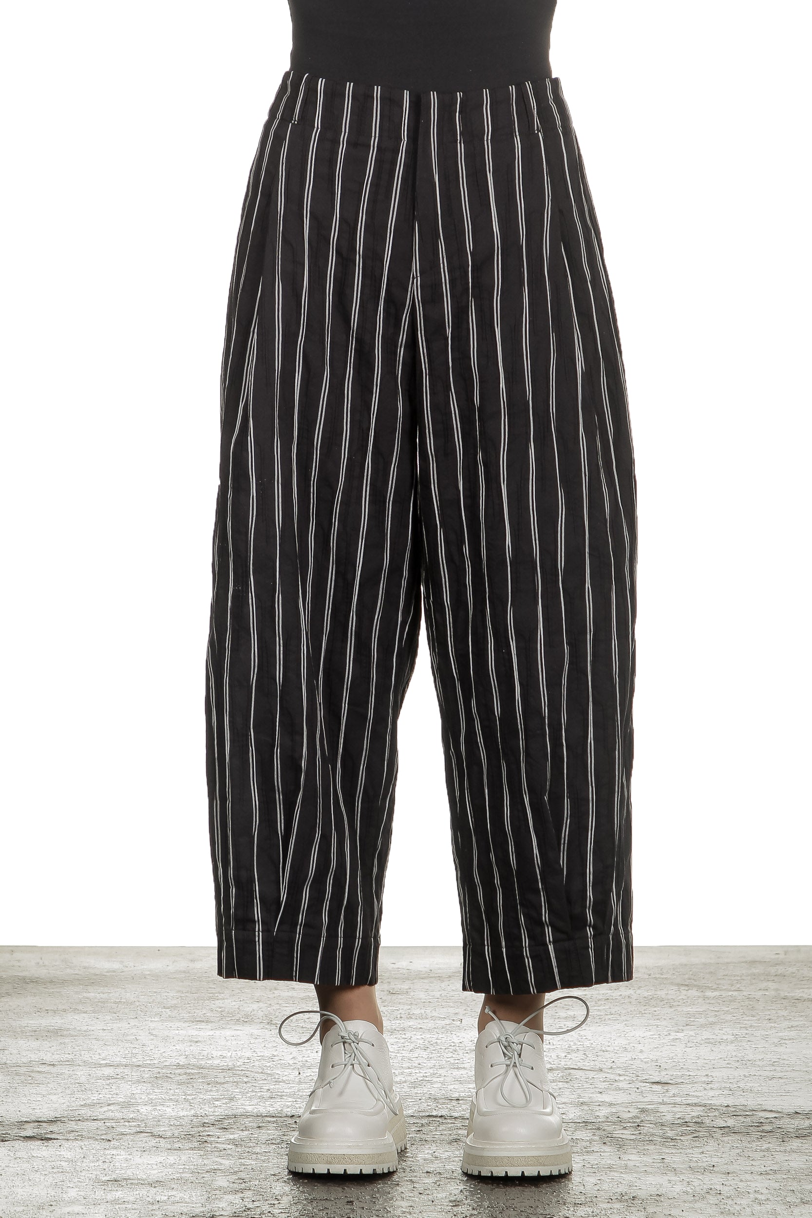 Yukai Damen Culotte Hose mit Streifen schwarz
