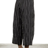 Yukai Damen Culotte Hose mit Streifen schwarz