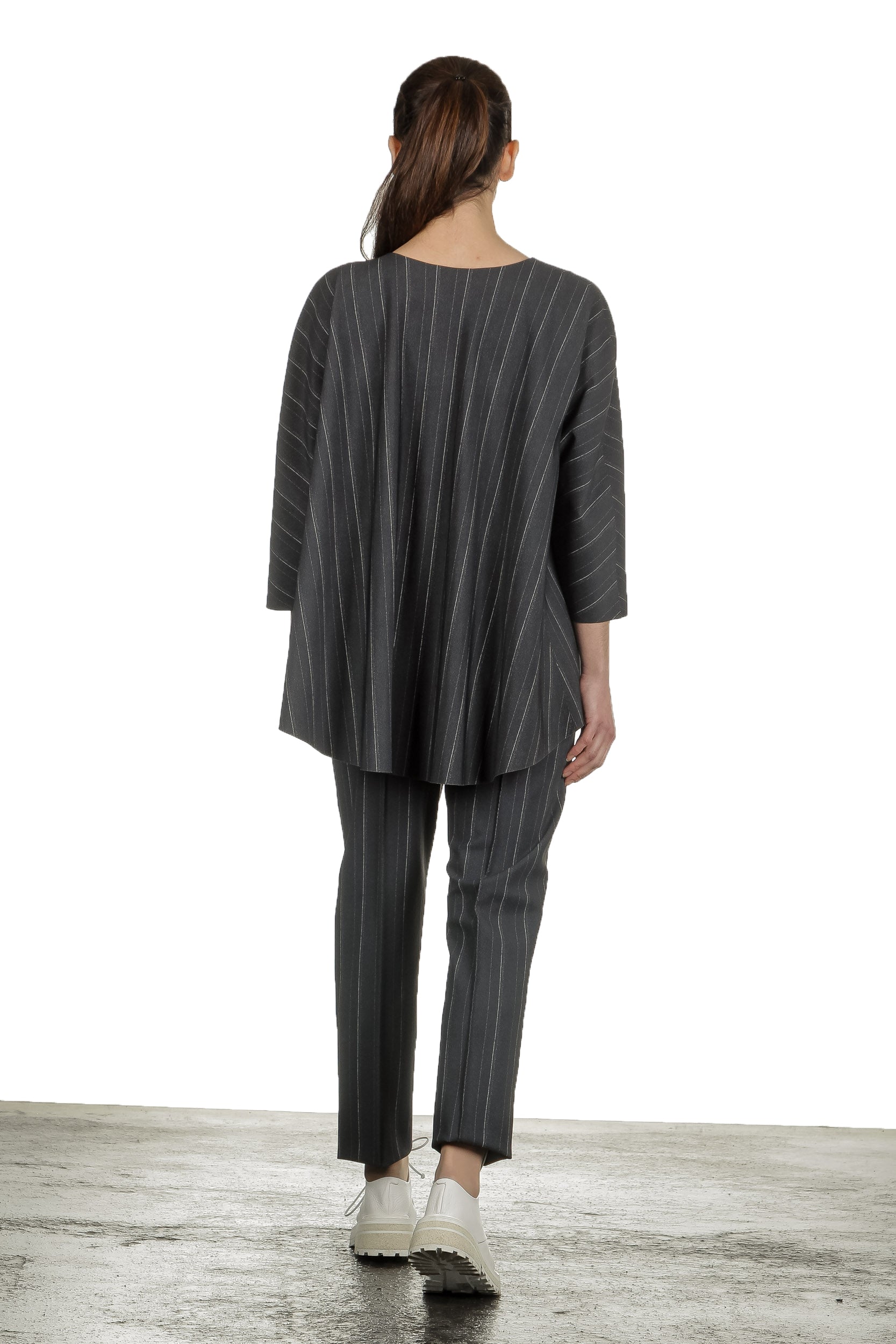 Schella Kann 2 Damen Bluse in A-Form mit Nadelstreifen anthrazit