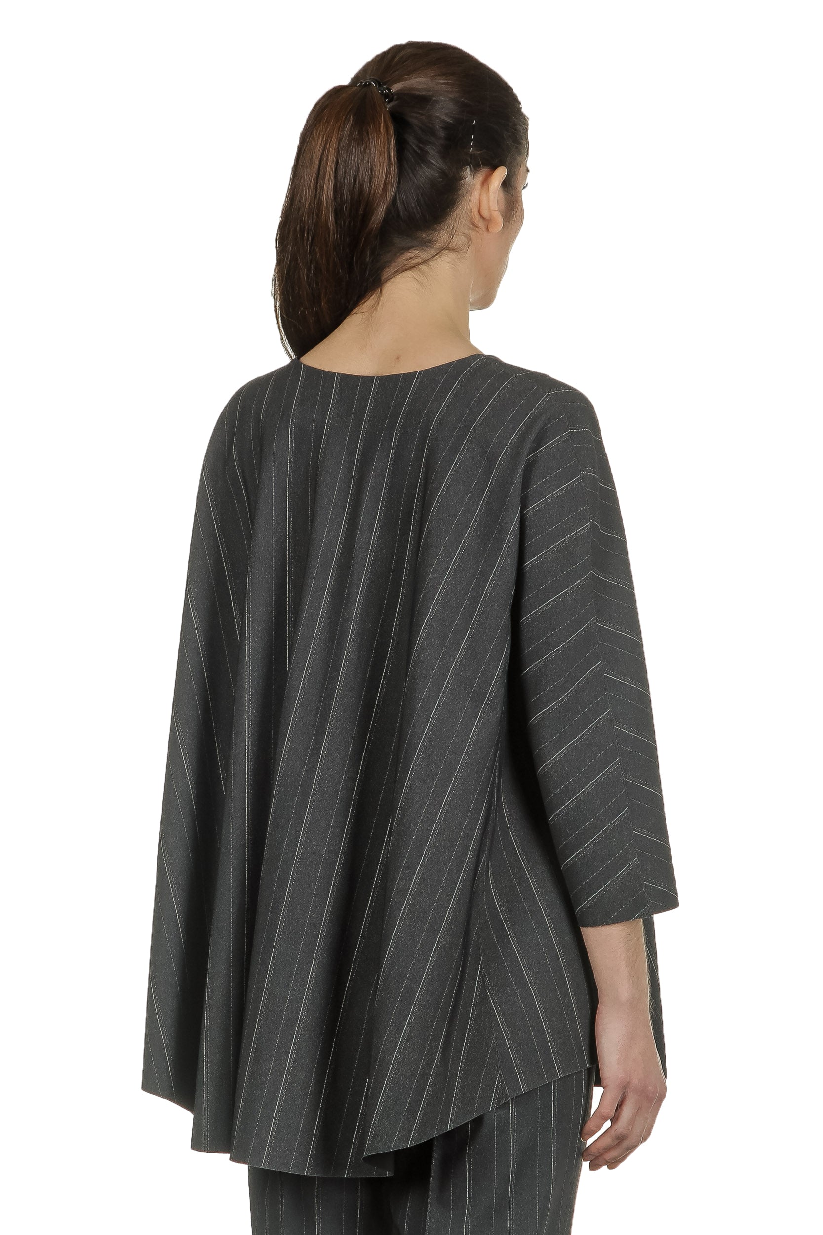 Schella Kann 2 Damen Bluse in A-Form mit Nadelstreifen anthrazit