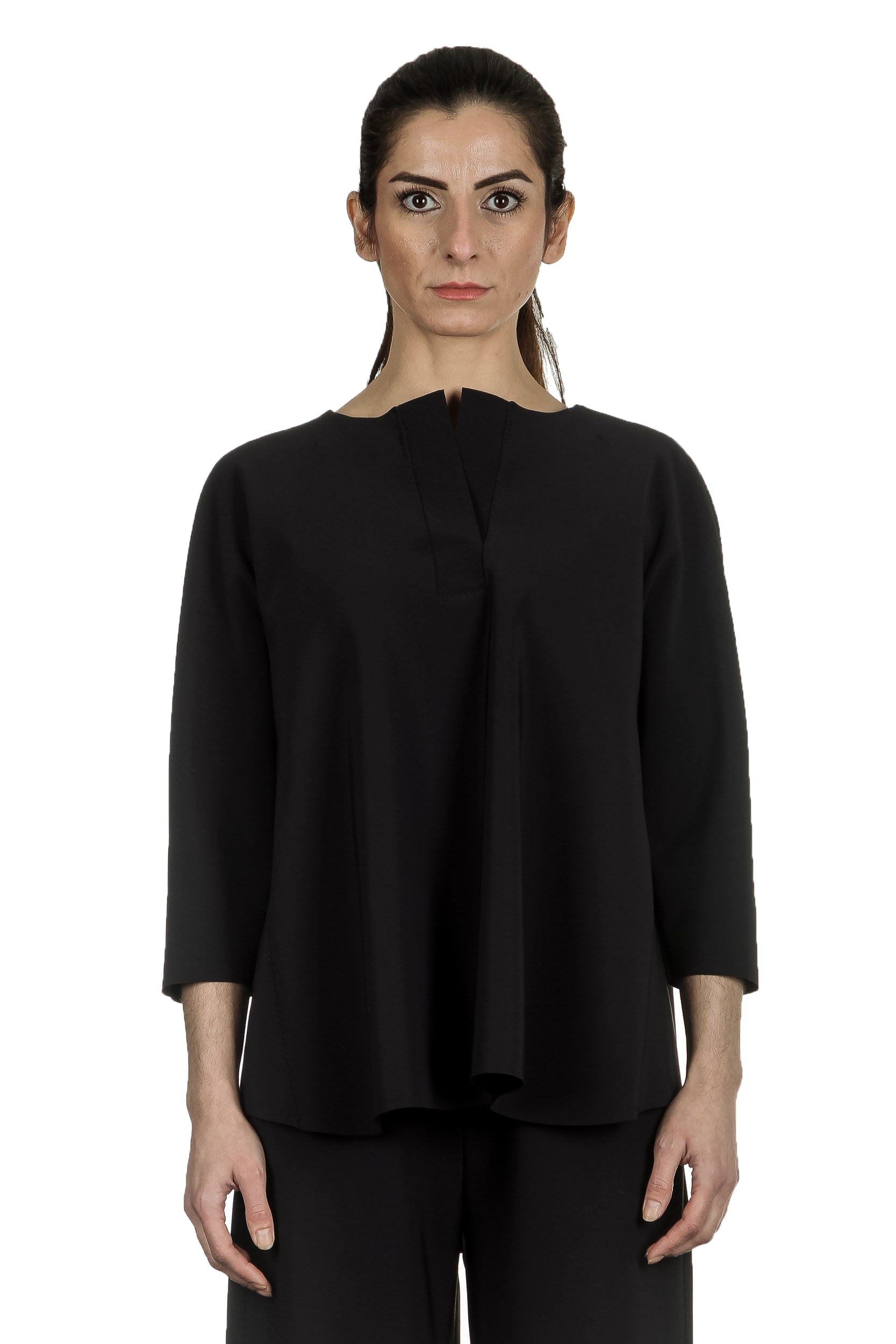 Schella Kann 2 Damen Bluse in A-Form schwarz