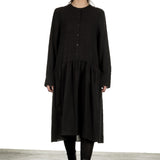 Apuntob Damen Avantgarde Hemdblusenkleid dunkelbraun