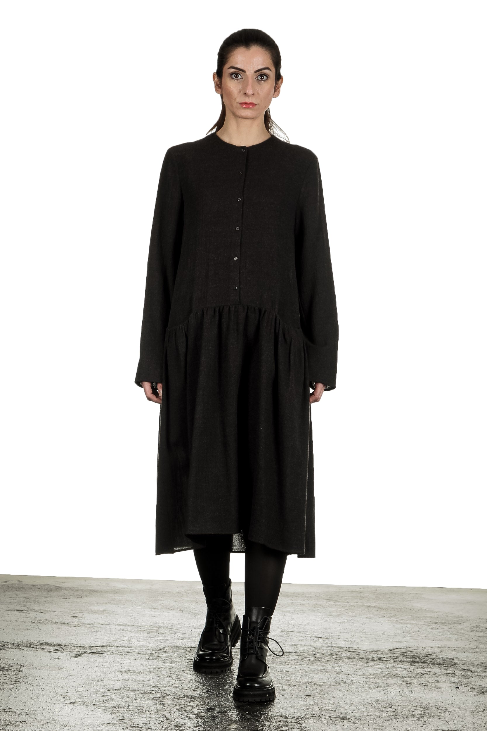 Apuntob Damen Avantgarde Hemdblusenkleid dunkelbraun