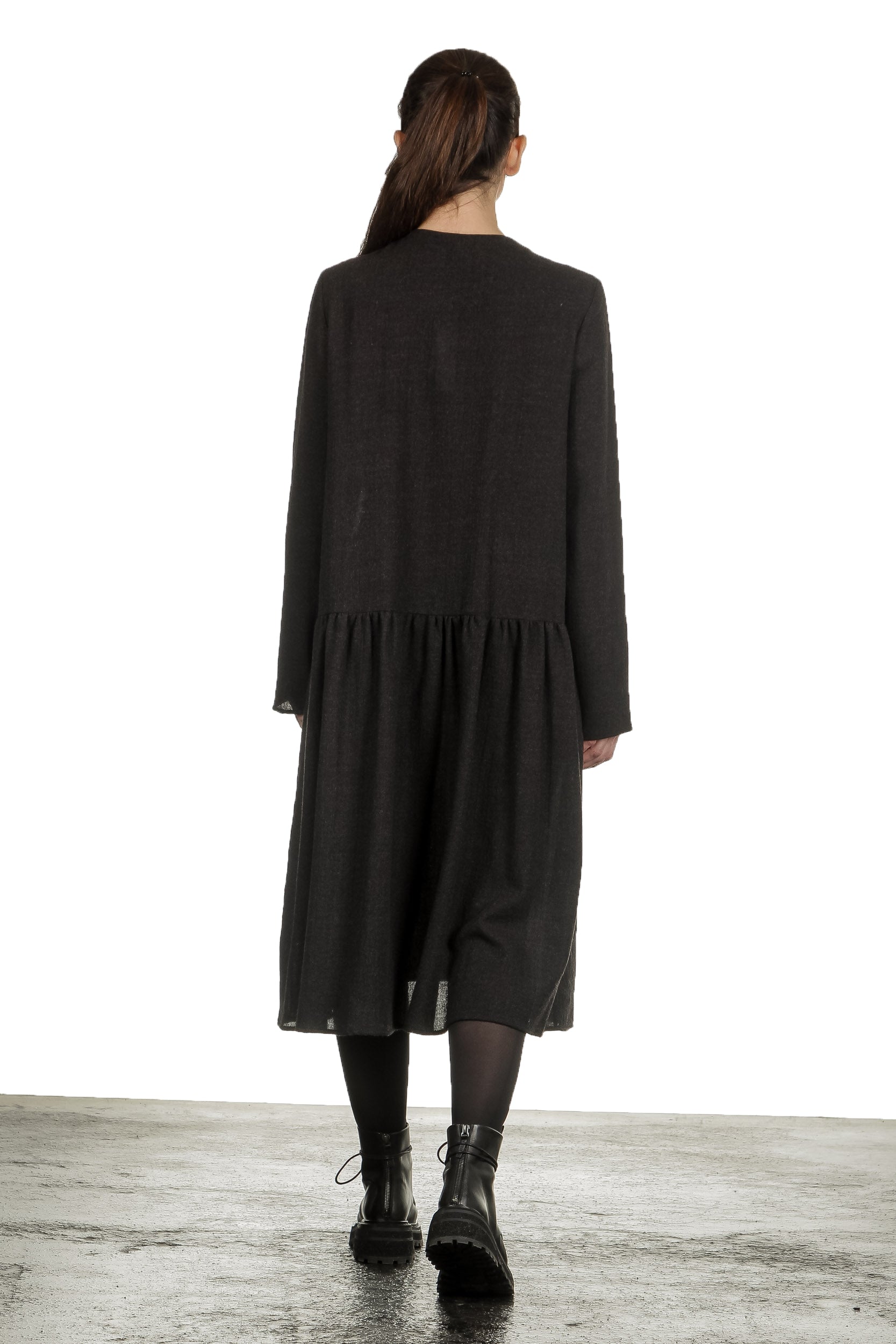 Apuntob Damen Avantgarde Hemdblusenkleid dunkelbraun
