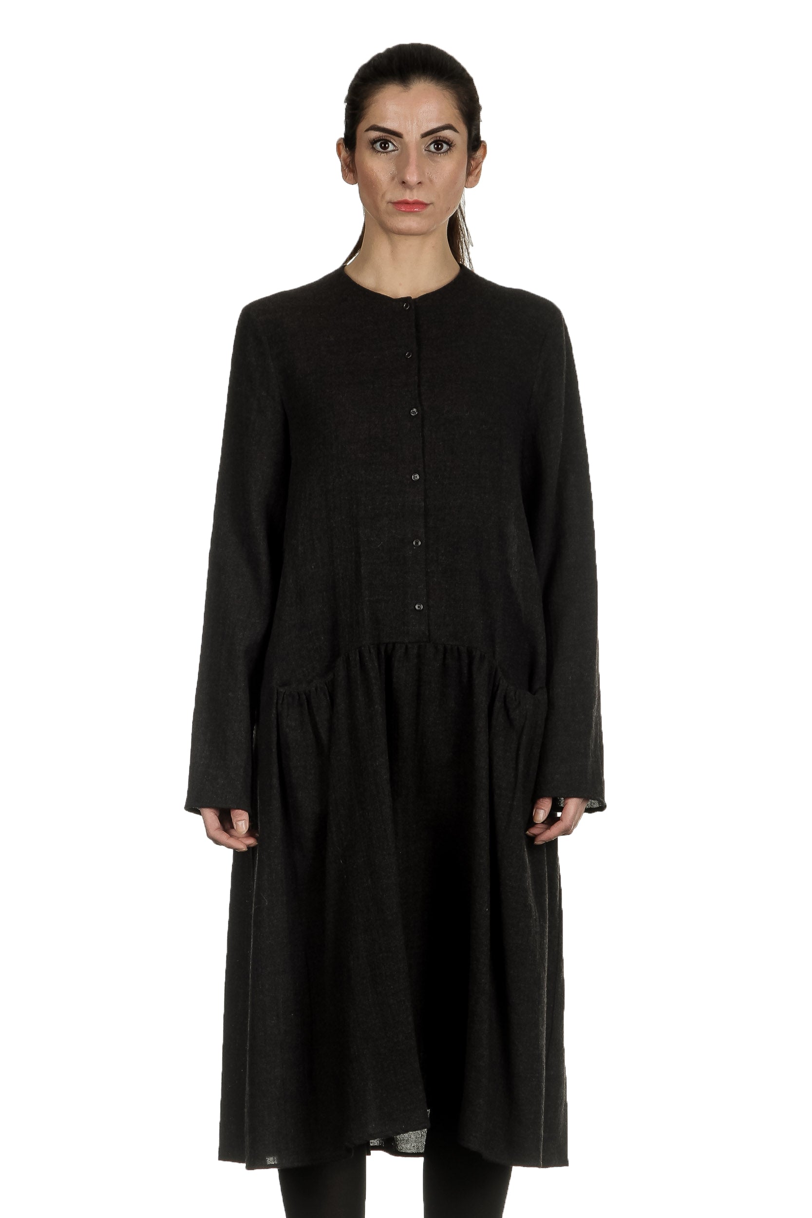 Apuntob Damen Avantgarde Hemdblusenkleid dunkelbraun