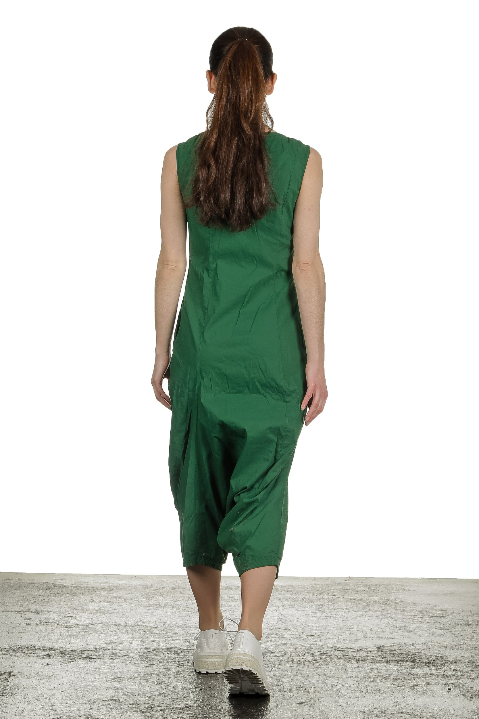 Rundholz Dip Damen Overall mit asymmetrischem Reißverschluss grün