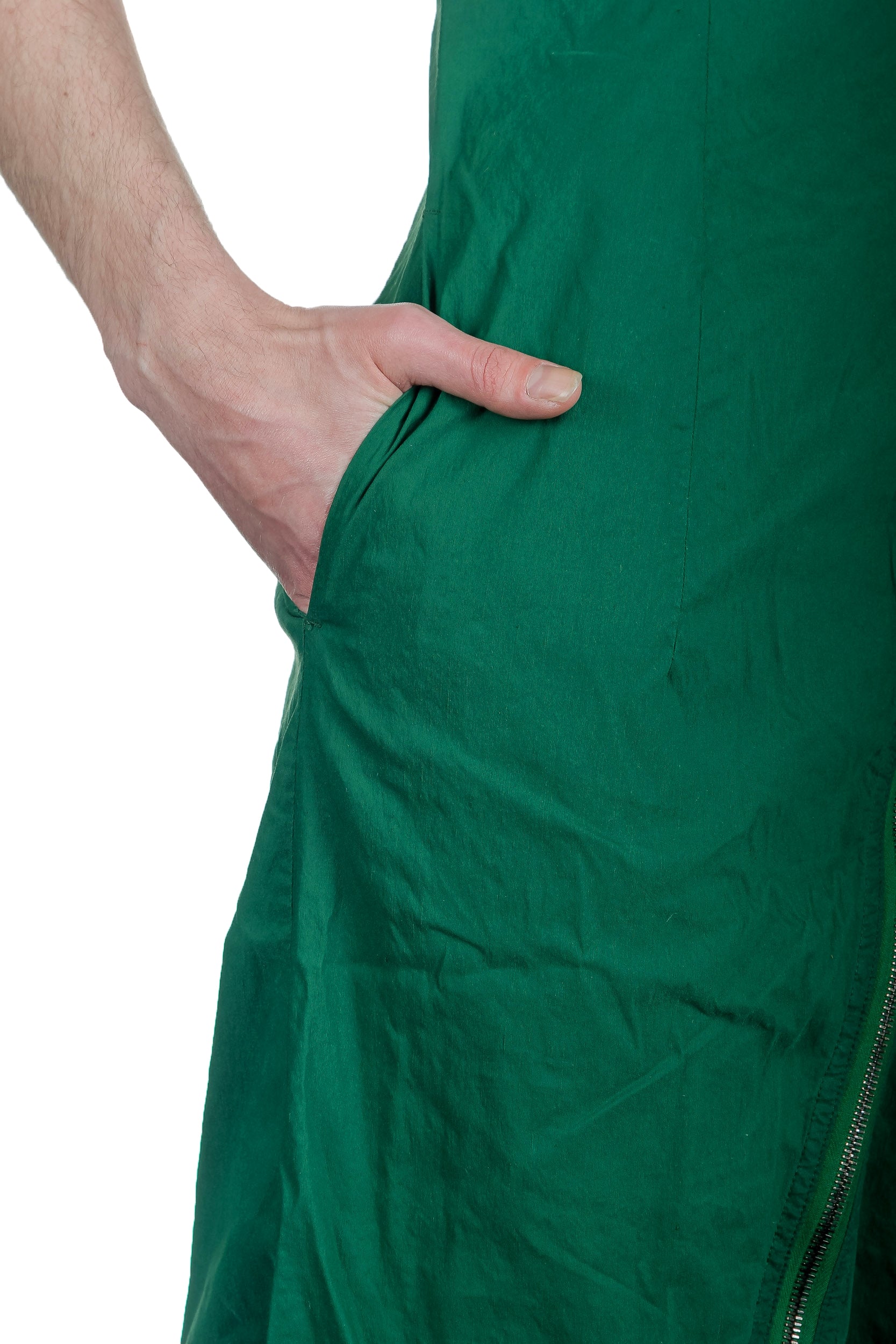 Rundholz Dip Damen Overall mit asymmetrischem Reißverschluss grün