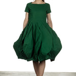 Rundholz Dip Damen Kleid mit Ballonrock grün