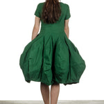 Rundholz Dip Damen Kleid mit Ballonrock grün